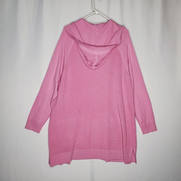 Isaac Mizrahi Cardigan Womens 2X Pink Hood Pocket - Picture 2 of 8
